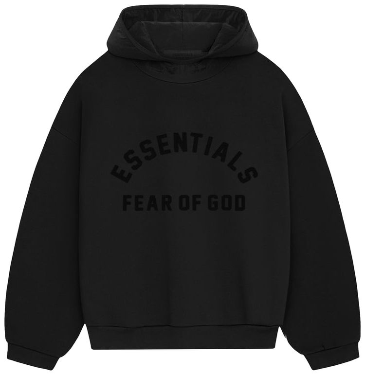 Fear of God Essentials Nylon Fleece Hoodie 'Jet Black/Jet Black'