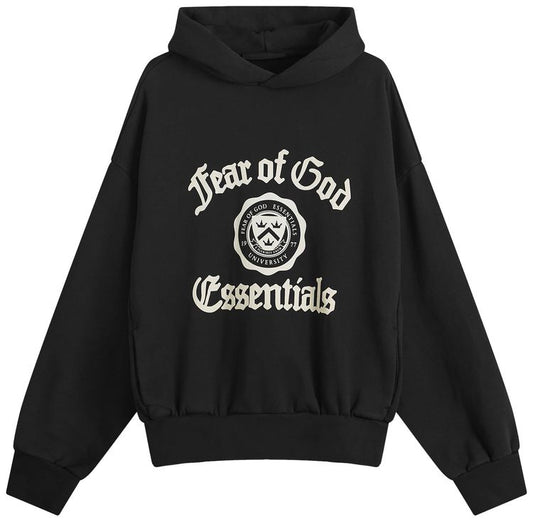 Fear of God Essentials Fleece Vintage Shrunken Hoodie 'Black'