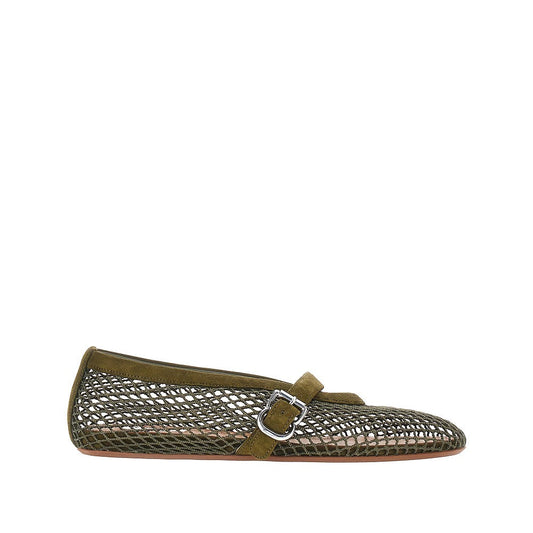 Alaia Fishnet Ballerina Flats Green Women