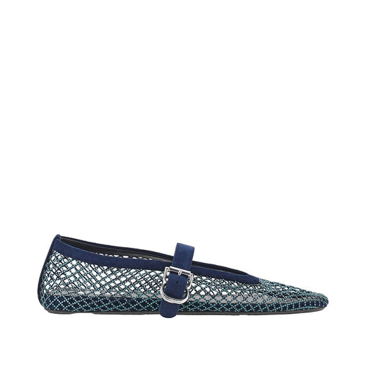 Alaia Strass-Embellished Fishnet Ballerina Flats Blue